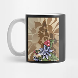 Lavender, Red and Brown Floral Design Mug